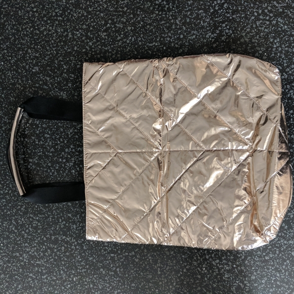 Victoria's Secret Rose Gold Metallic Puffer Tote Bag - Picture 2 of 7